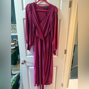 Eloquii Magenta Wrap-Front Maxi Dress